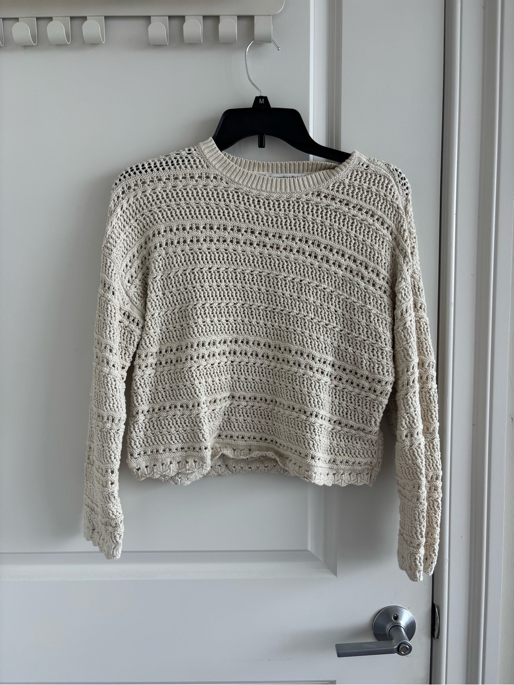 Abercrombie & Fitch Cream Crochet Crewneck Sweater